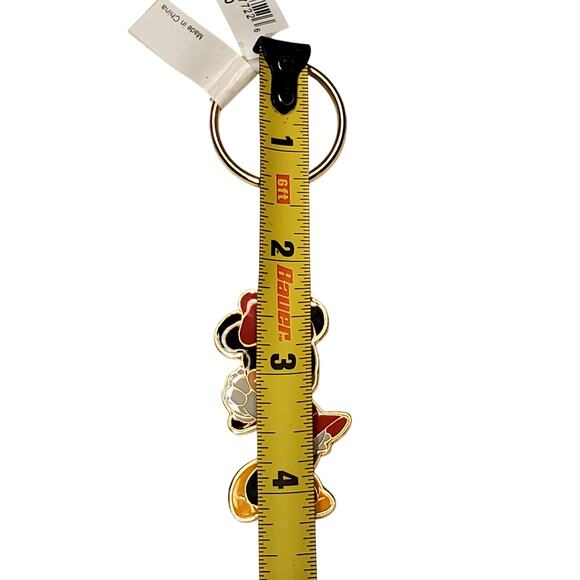 Disney Parks Minnie Icon Bow Charm Keychain Two Sided Gold New 4" - Picture 2 of 3